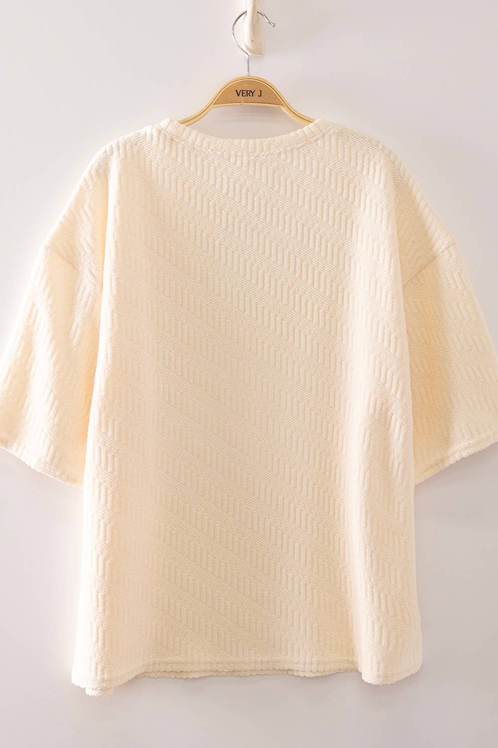 NT12901-Textured Short Sleeve Top