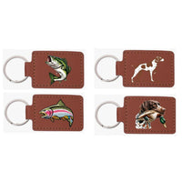 Hunting Fishing Leather Keychain Fob Duck