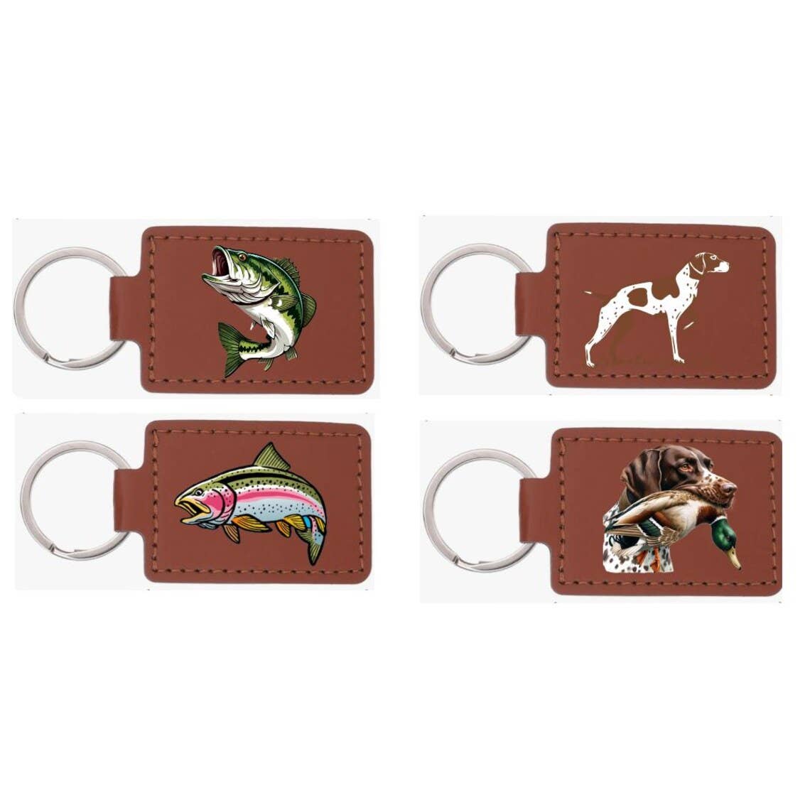 Hunting Fishing Leather Keychain Fob Duck