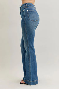 High Wasted Flare Tummy Control Double Button Jeans