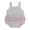 Pink plaid bow polka dots baby girls ruffle romper