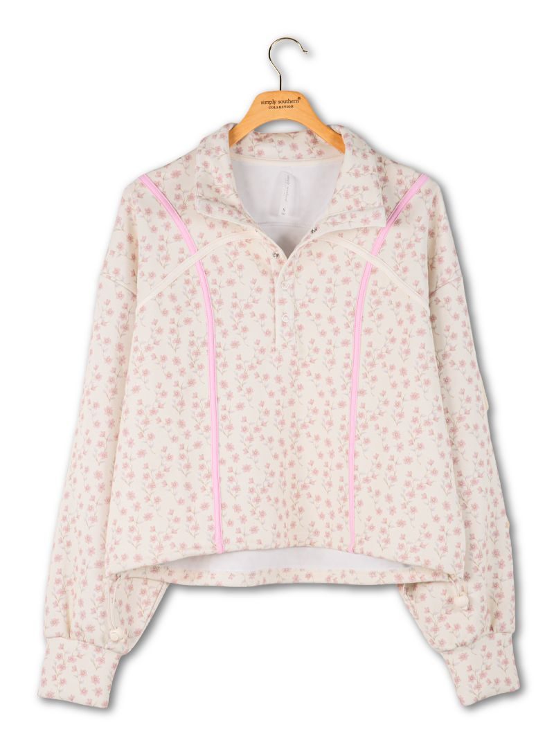 Collared Cropped Pullover W/ Cinched Waist
