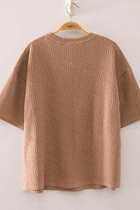NT12901-Textured Short Sleeve Top