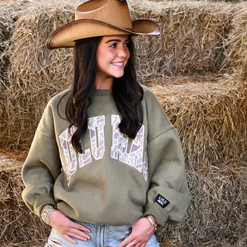Lulu Mac Camo Green Embroidered Sweatshirt
