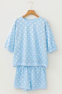 Sky Blue Polka Dot Lounge Top