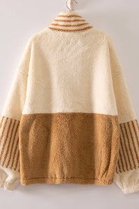 NT12840-Color Block Sherpa Half-Zip Pullover