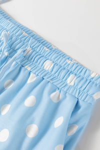 Sky Blue Polka Dot Lounge Shorts W/ Pockets