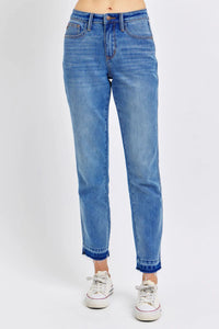 Mid Rise Rigid Magic Release Hem Boyfriend Jeans