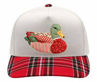 Christmas Faux Patchwork Snapback Trucker Hat Duck Hunting