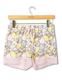 Pajama Shorts W/ Lace Trimming