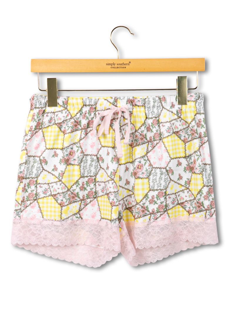 Pajama Shorts W/ Lace Trimming
