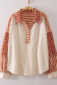 NT12889-Daisy Stripe Contrast Top