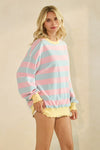 Pink/Blue Striped Long Sleeve Pullover