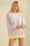 Pink/Blue Striped Long Sleeve Pullover