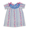 Short sleeves stripe light blue bow floral baby girls romper