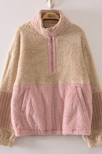 NT12840-Color Block Sherpa Half-Zip Pullover