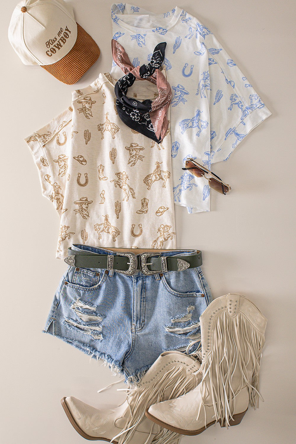 Rodeo Print Relaxed Boxy Cropped Tee