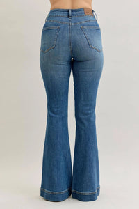 High Wasted Flare Tummy Control Double Button Jeans