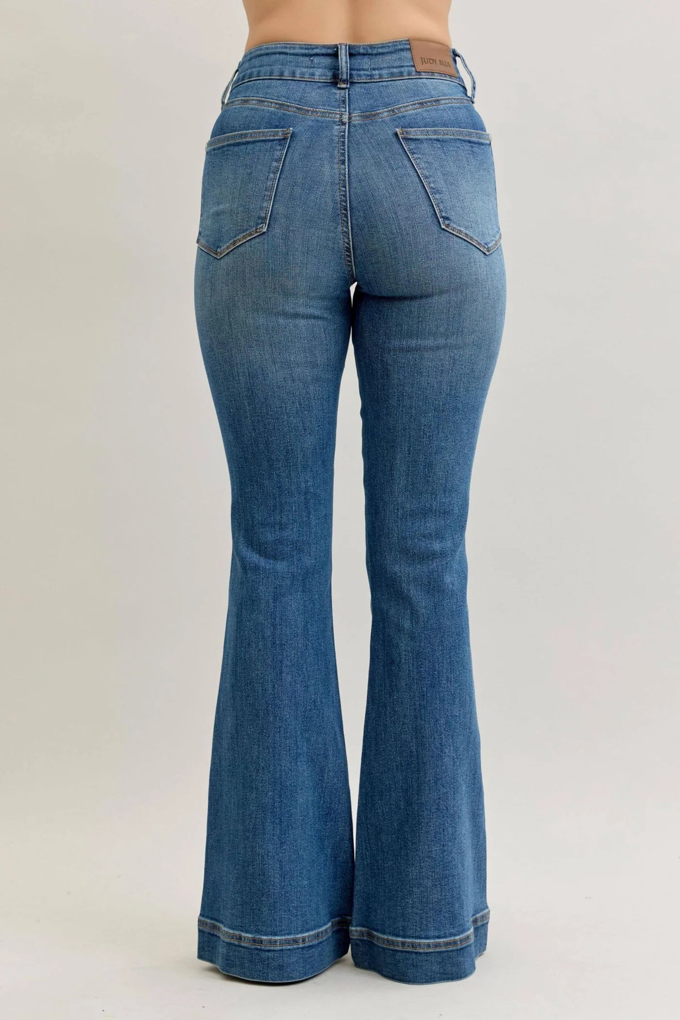 High Wasted Flare Tummy Control Double Button Jeans
