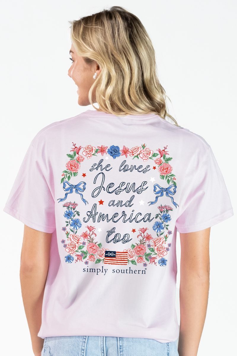 Loves Jesus and America Tee - Peony