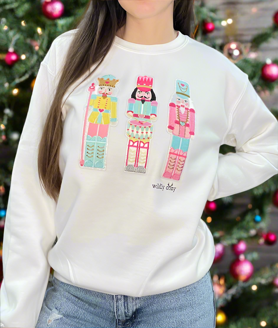 Nutcracker Trio Patch Sweatshirt White