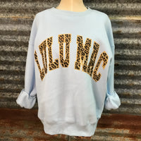 Light Blue Lulu Mac Leopard Sweatshirt