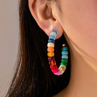 Multi-Color Beaded Hoop Earrings | 80E62019