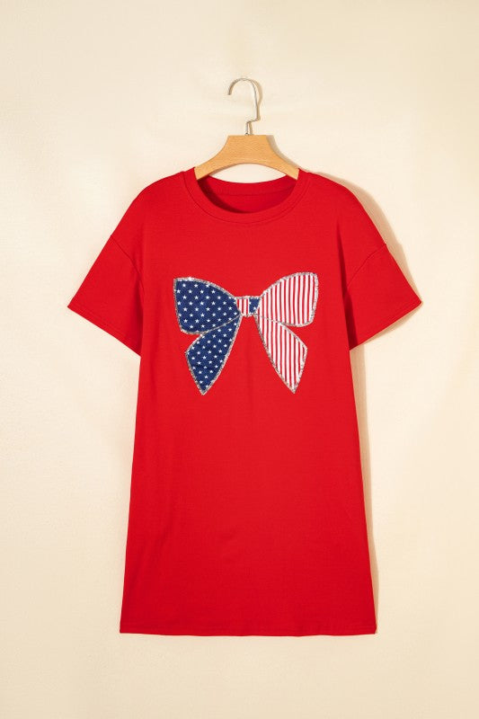 Patriotic Bow Graphic Tee Dress