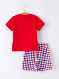 Boys 4th of July Plaid Flag Set