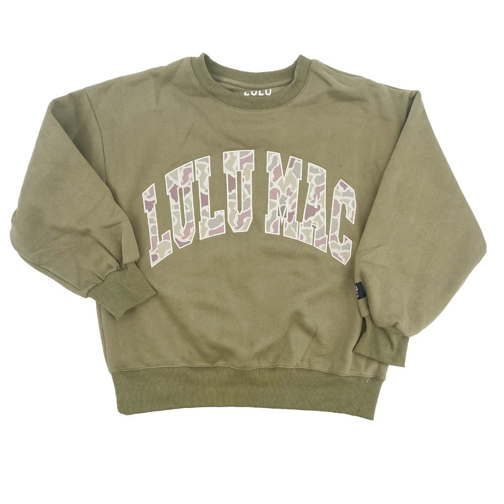 Lulu Mac Camo Green Embroidered Sweatshirt