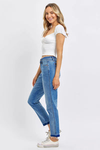 Mid Rise Rigid Magic Release Hem Boyfriend Jeans