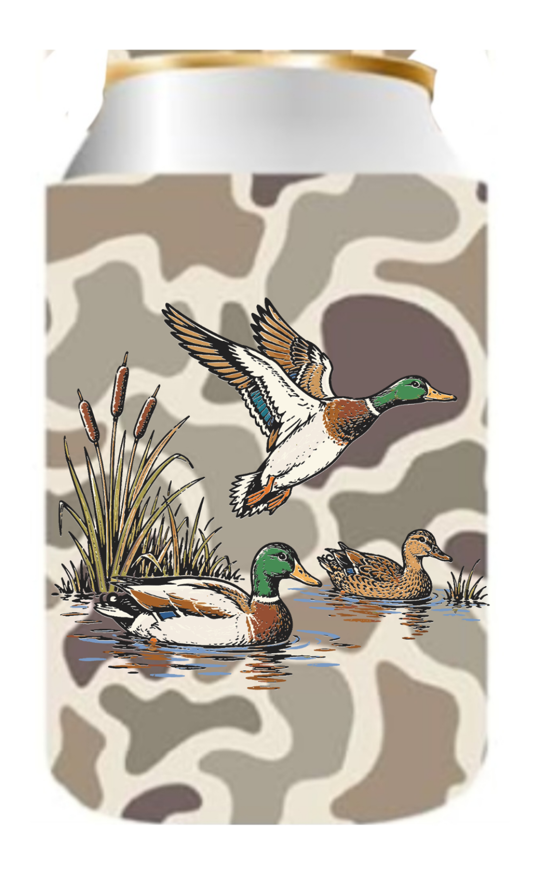 Camo Duck Can Cooler Sleeve Cover