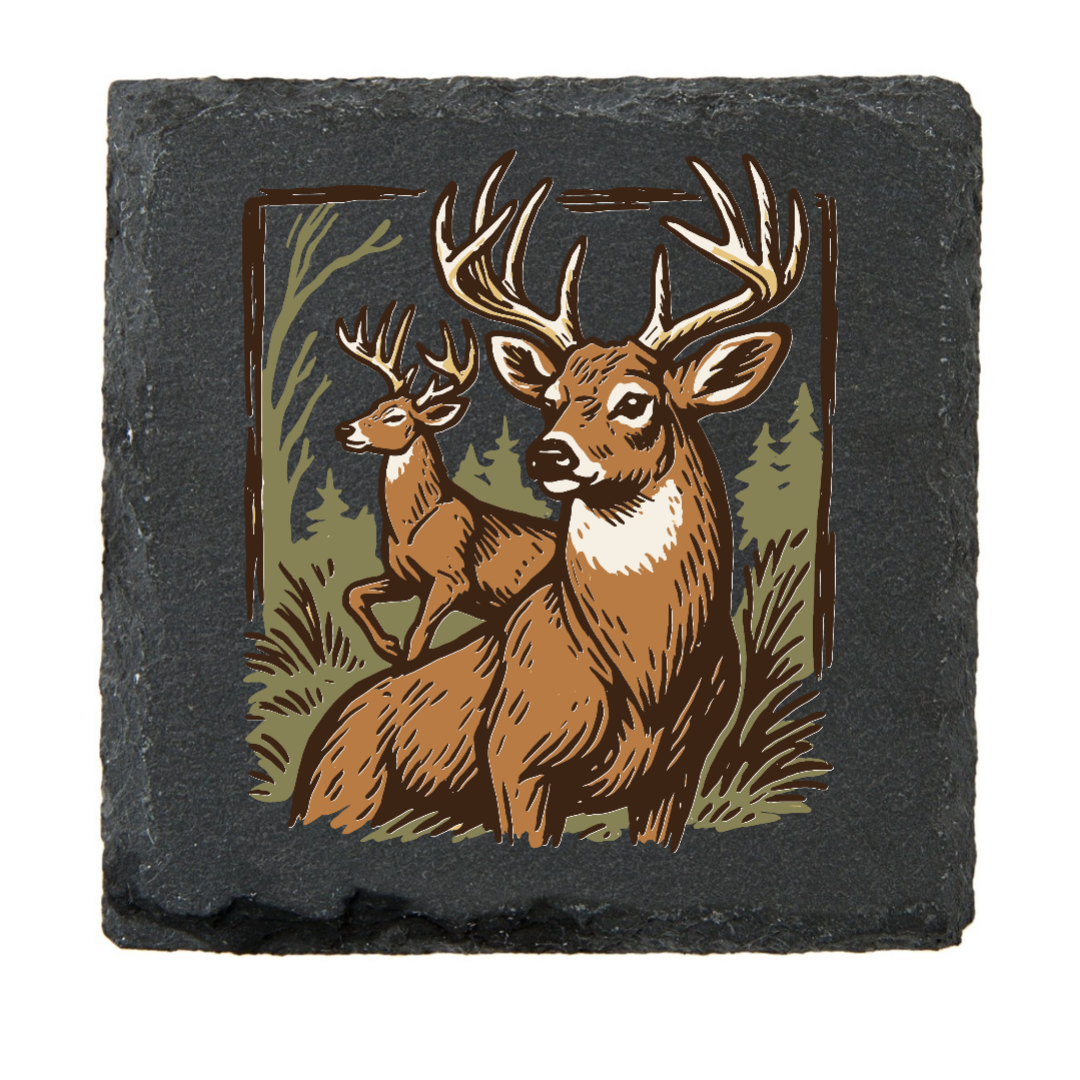 Black Slate Drink Coasters Hunt Fish Duck