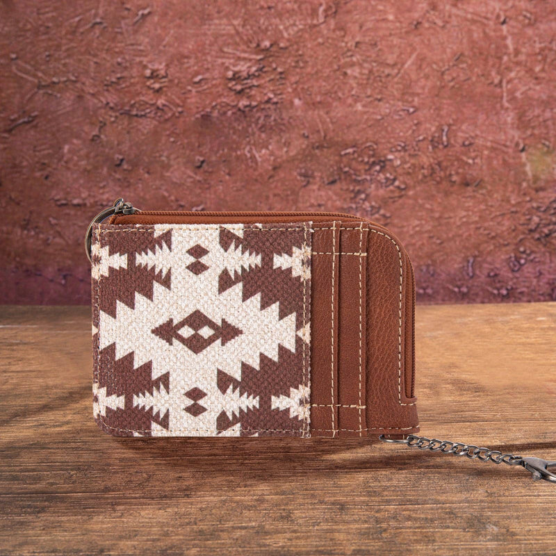 WG2203-W005 Wrangler Southwestern Art Print Mini Zip Card Case  Light Coffee