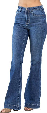Hi Waist Wide Hem Flare Jeans 82443