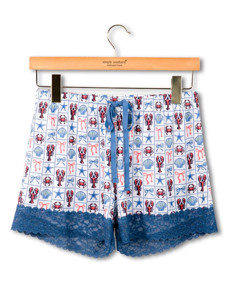 Pajama Shorts W/ Lace Trimming
