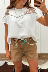 Western Frontier Embroidered T-Shirt