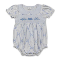 Pink bow short sleeves baby girls romper
