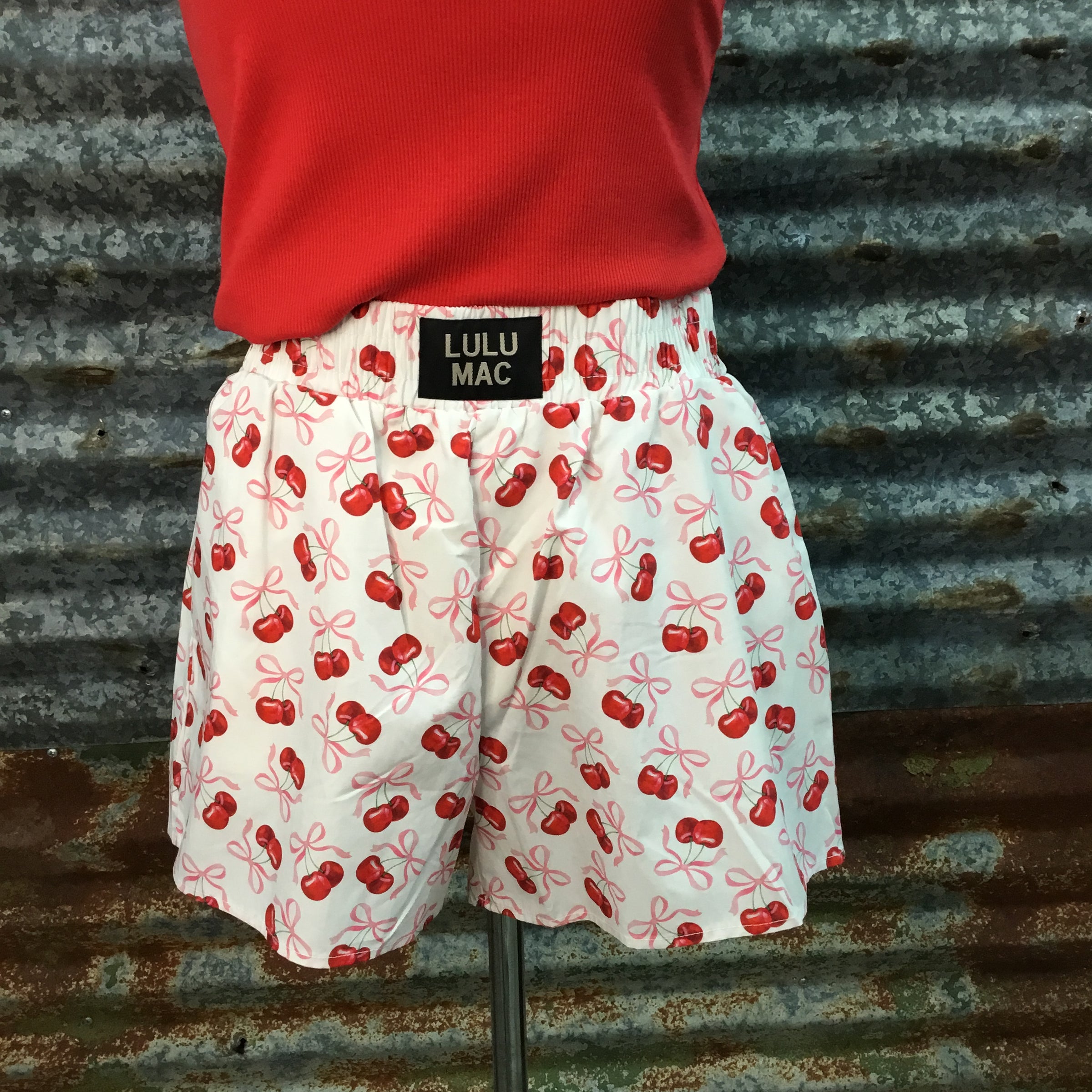 Lulu Mac Cherry Boxer Shorts W/ Pockets