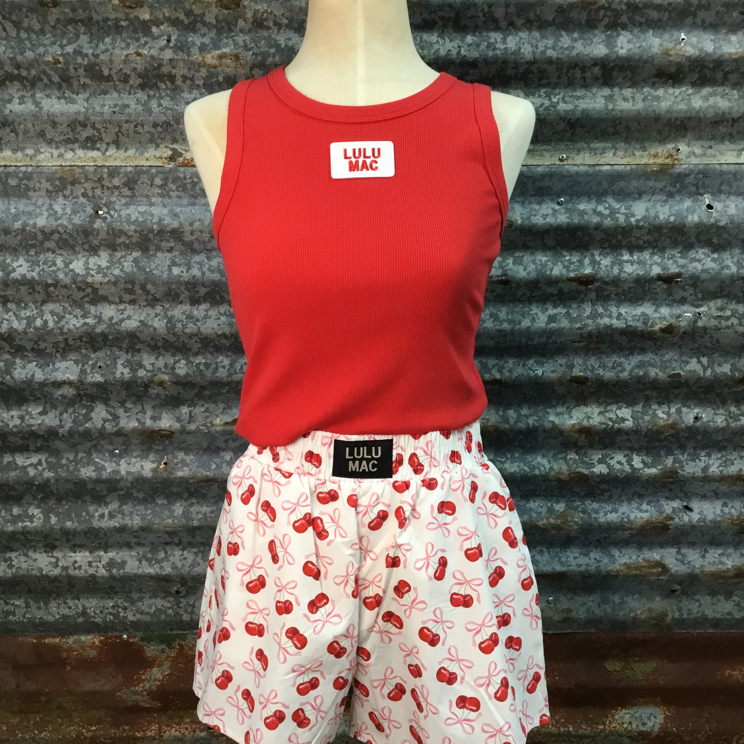 Lulu Mac Cherry Boxer Shorts W/ Pockets