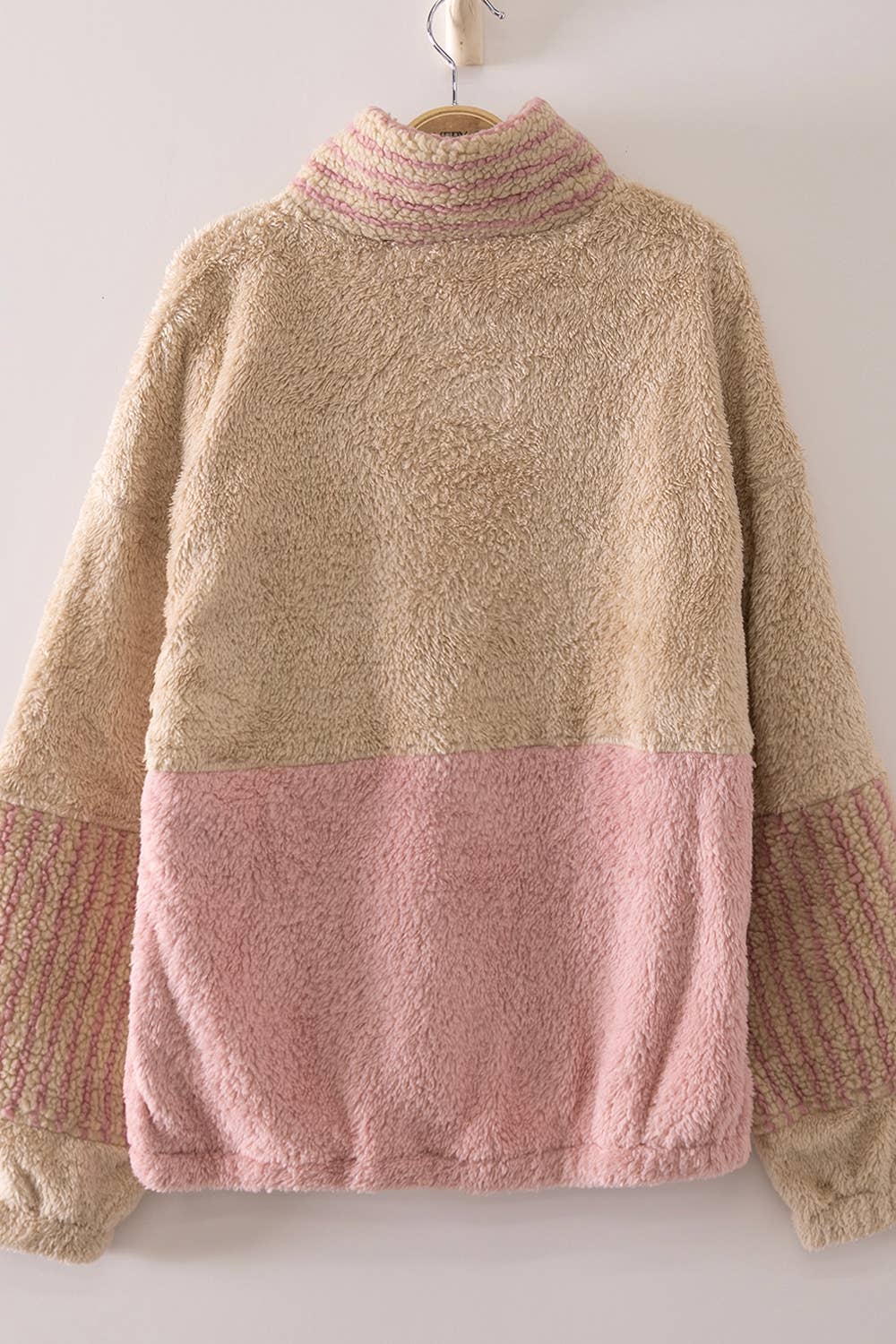 NT12840-Color Block Sherpa Half-Zip Pullover