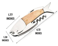 Fish Wine Beer Bottle Corkscrew Opener Wood
