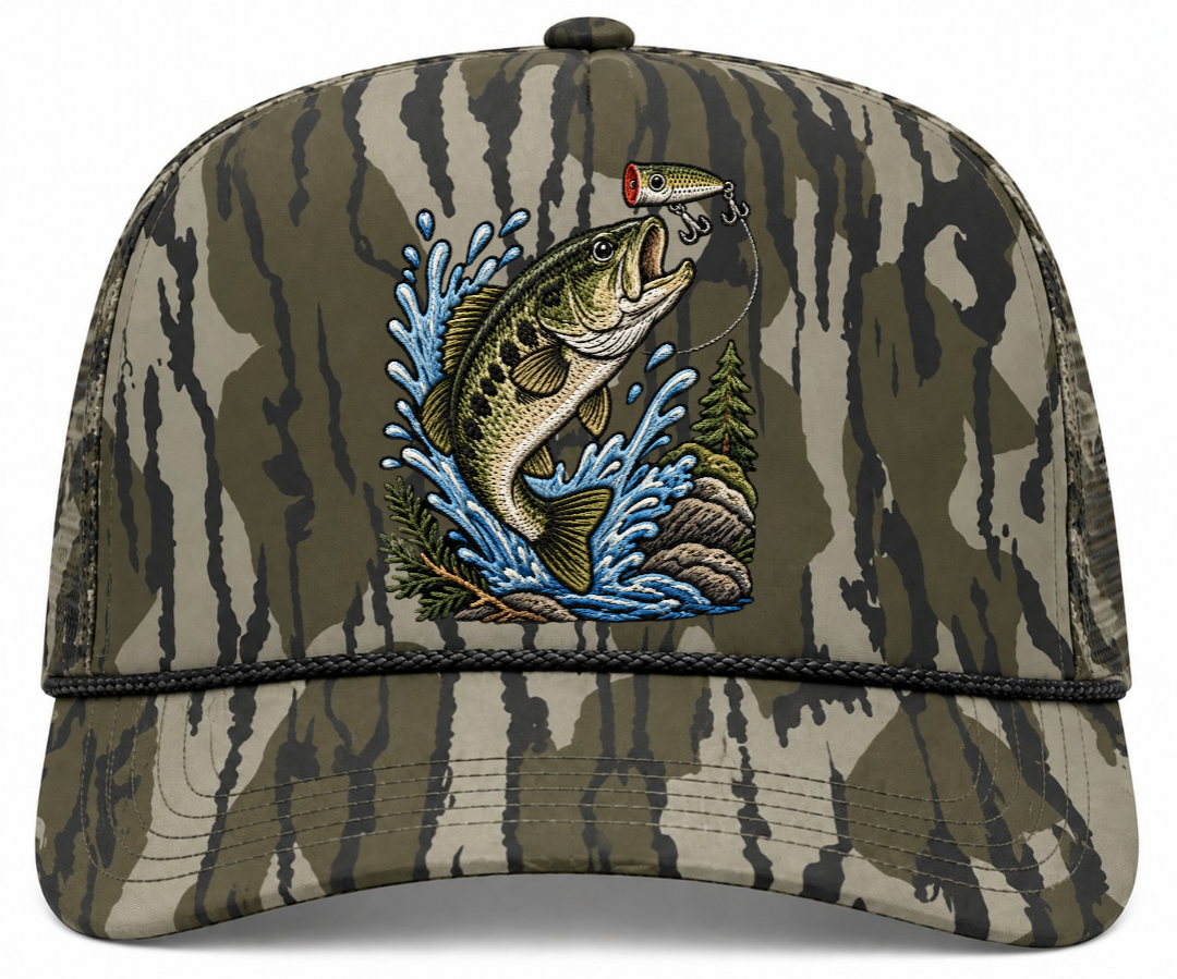 Bottom Leaf Camo Snapback Hat Faux Embroidery Duck Hunt