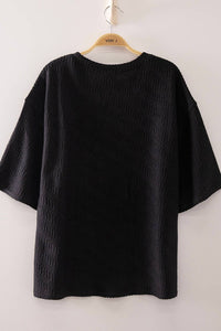 NT12901-Textured Short Sleeve Top