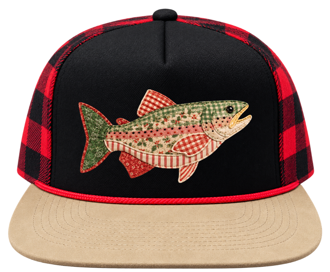 Christmas Faux Patchwork Snapback Trucker Hat Duck Hunting