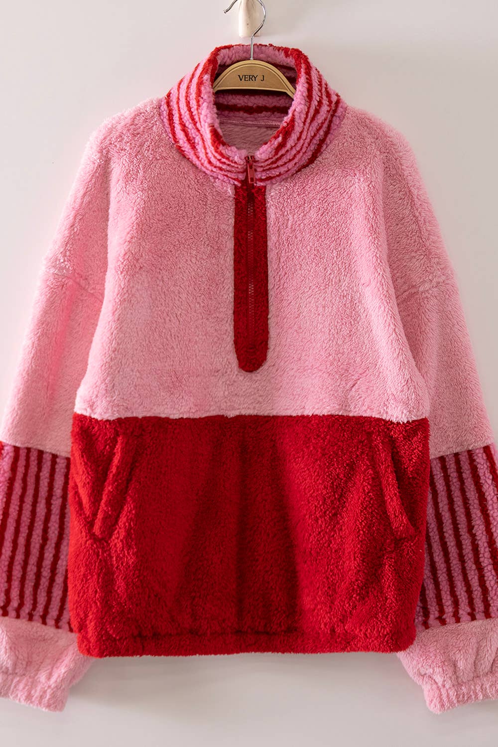 NT12840-Color Block Sherpa Half-Zip Pullover