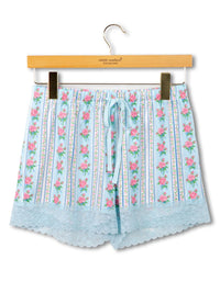 Pajama Shorts W/ Lace Trimming