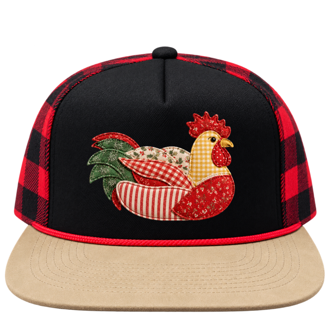 Christmas Faux Patchwork Snapback Trucker Hat Duck Hunting