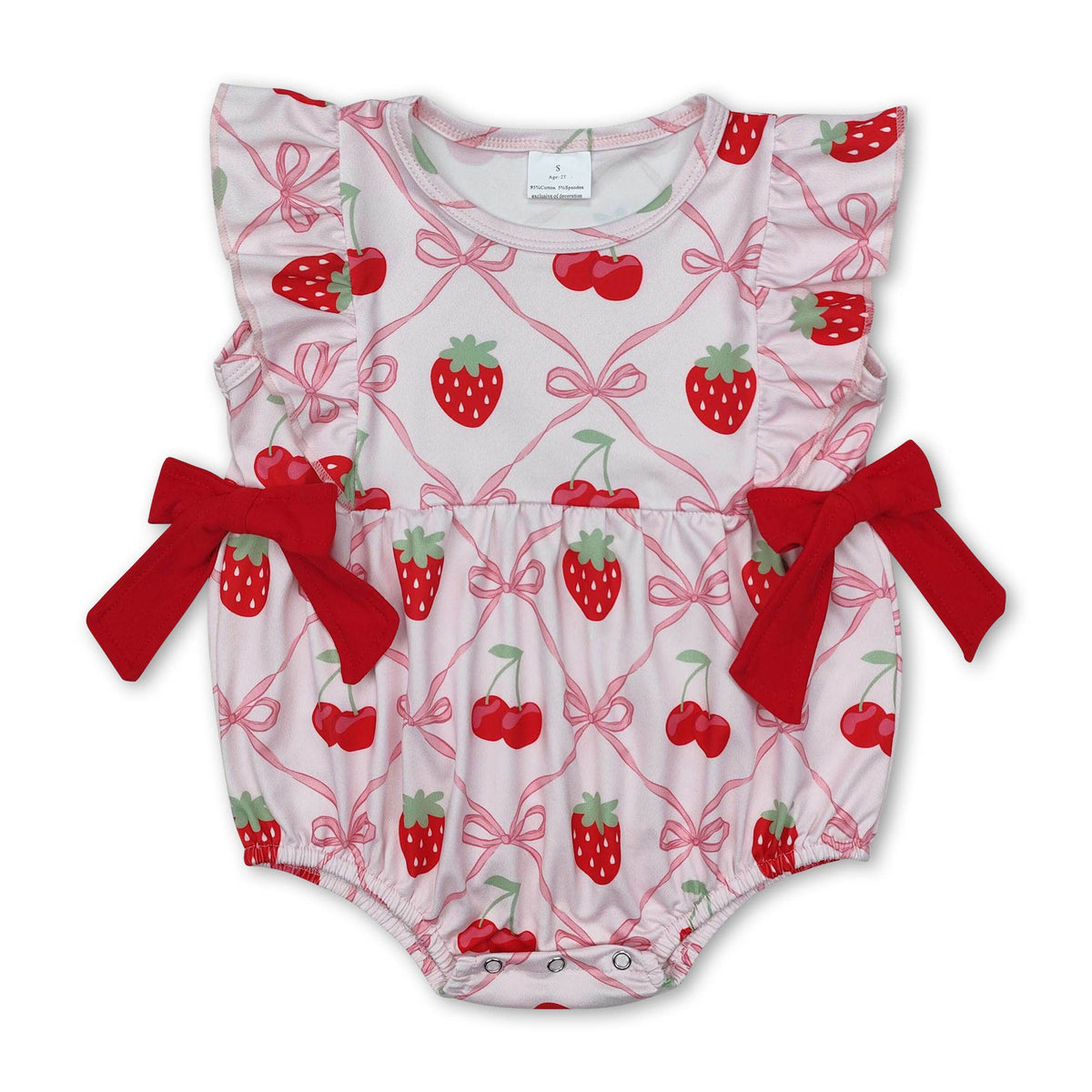 Ruffle bow strawberry tunic shorts girls spring clothes