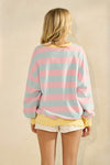 Pink/Blue Striped Long Sleeve Pullover
